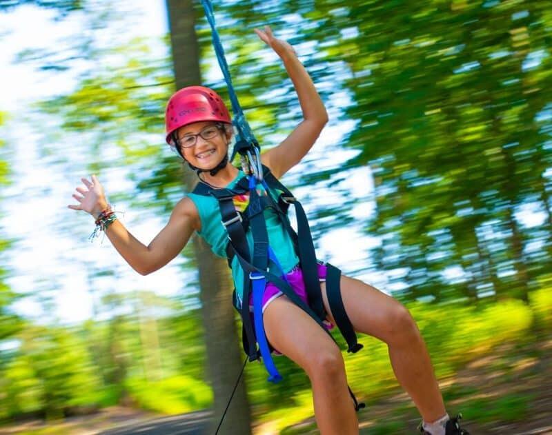 Camper on the ropes adventure course